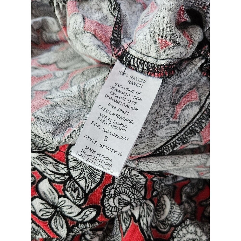 Democracy Red Floral Wrap Tie Wide Leg Jumpsuit S Short Sleeve Boho Festival - Picture 6 of 13